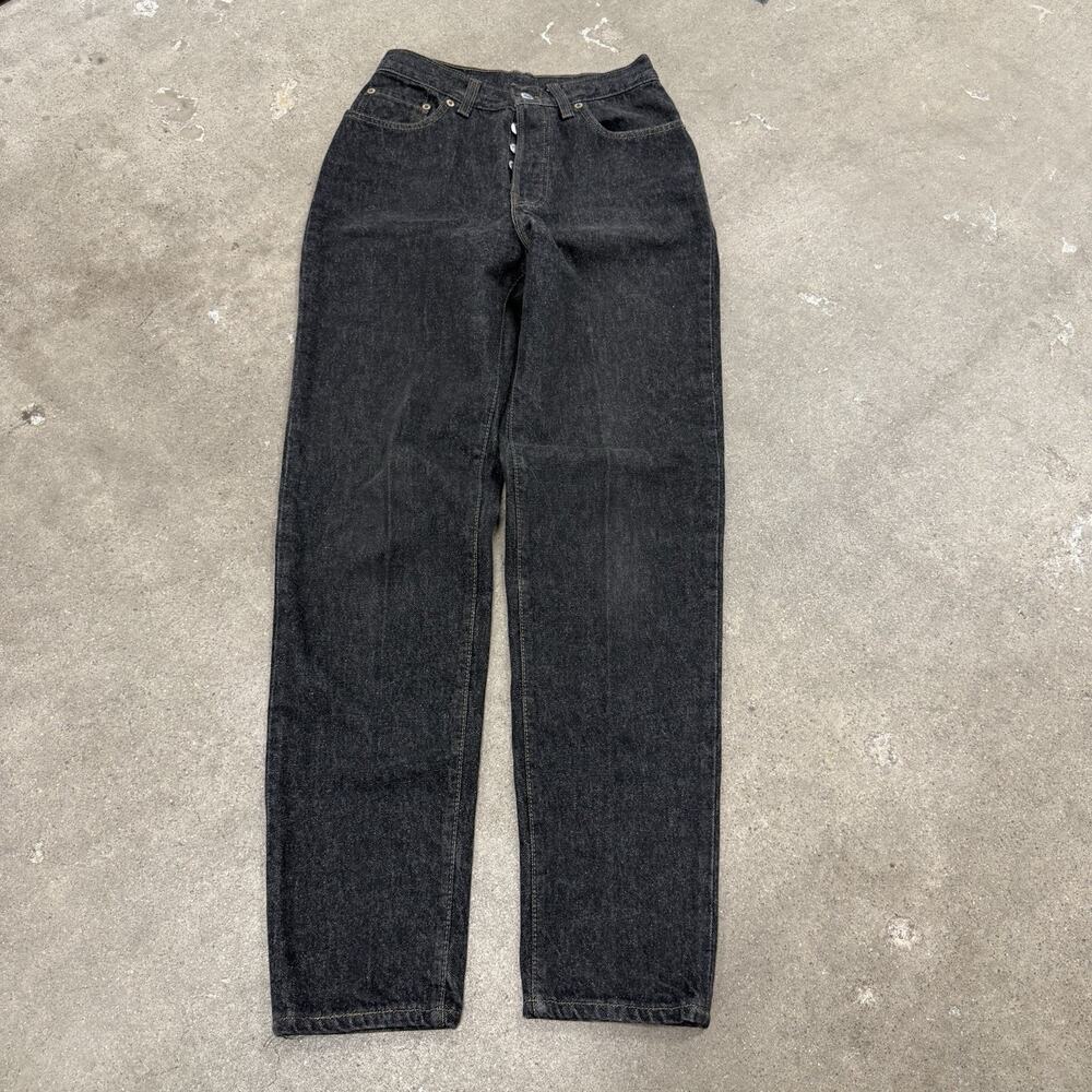 VINTAGE 90s LEVIS 501 USA BUTTON FLY STRAIGHT LEG BLACK JEANS WOMENS 25x29.5